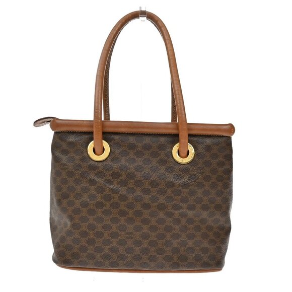 CELINE Logo Circle Macadam Pattern Hand Bag PVC Leather Brown GHW Italy 38KB361 - Picture 4 of 16